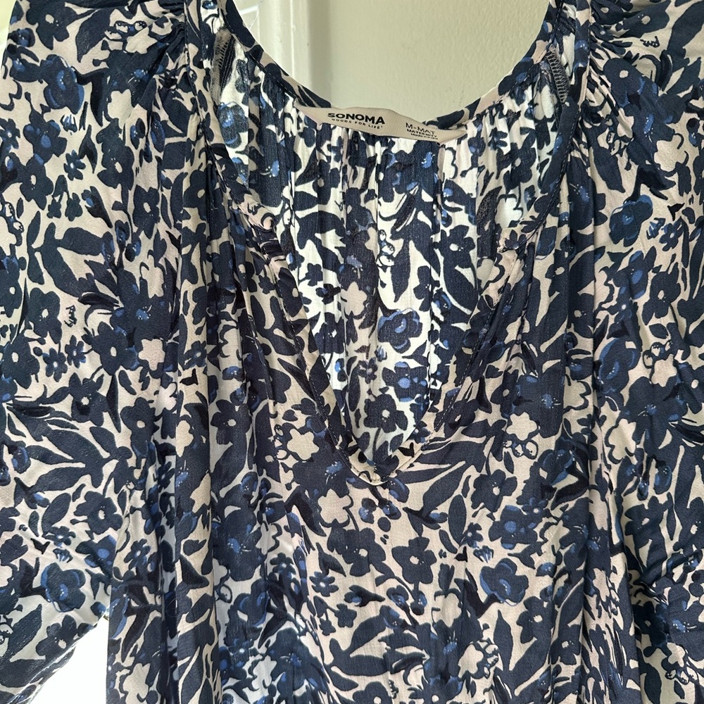 Sonoma Blue Floral Blouse